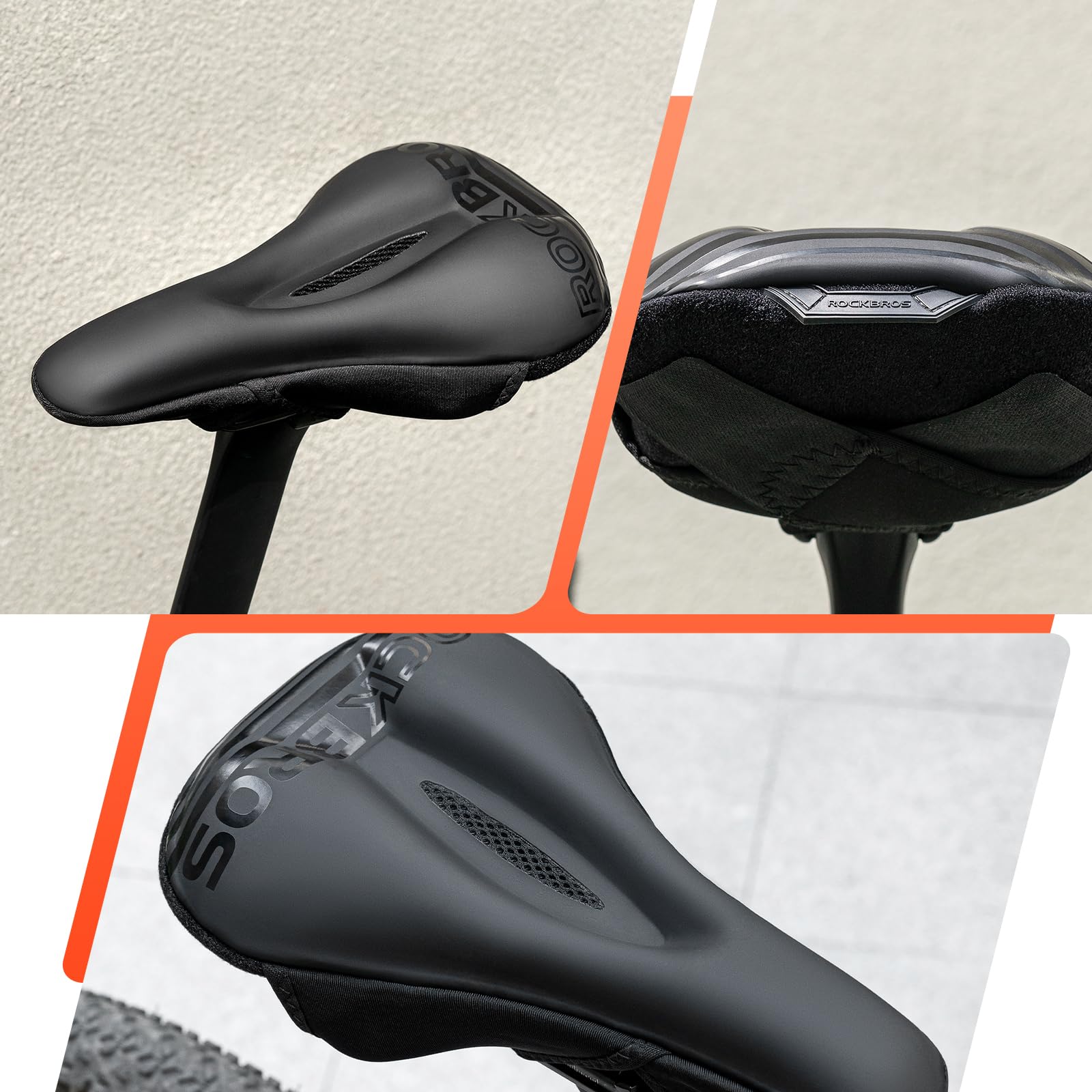 ROCKBROS Pokrowiec na Siodełko Rowerowe Żelowy, Miękki Ochraniacz na Siodełko Rowerowe Ergonomiczna Osłona Siodła do Rowerów MTB, Szosowych, Elektrycznych 28,5 * 17 cm