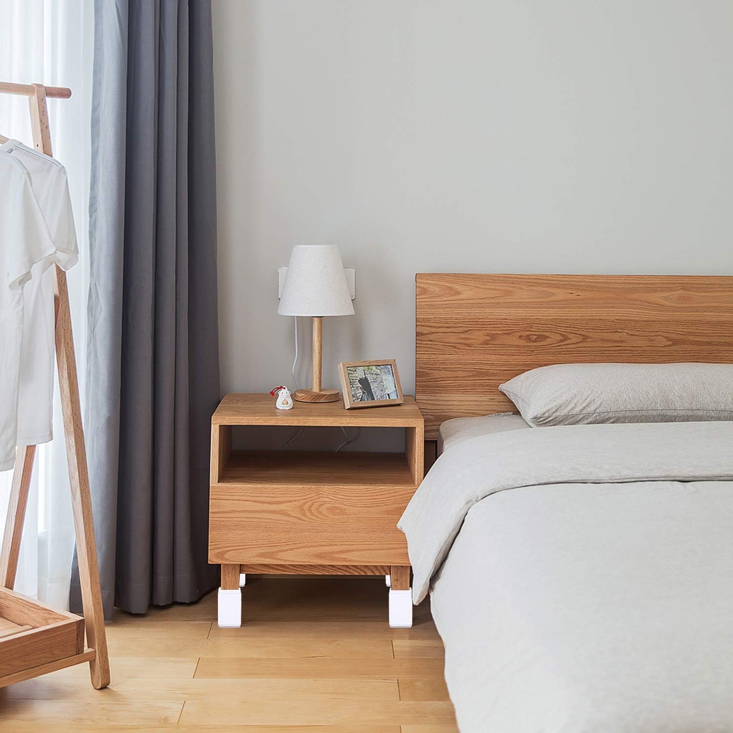 AIRUJIA 4 Pack Furniture Risers Solid Steel Bed Riser Sofa Lift, Adds 4" Height to Heavy Furniture or Beds Self-Adhesive Furniture Chair Table Riser with Felt Pad Beneath Protect Floor(Square, White) : Home & Kitchen