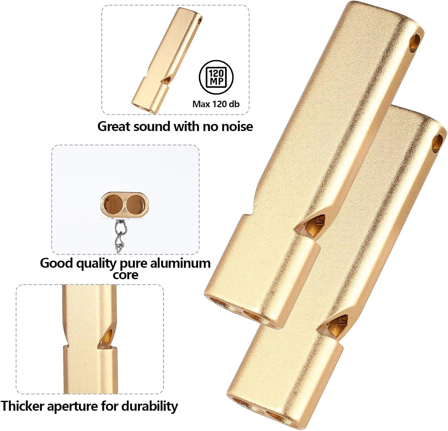Sifflet De Survie Sifflet à Double Tube à Double Décibel élevé De Survie En Acier Inoxydable