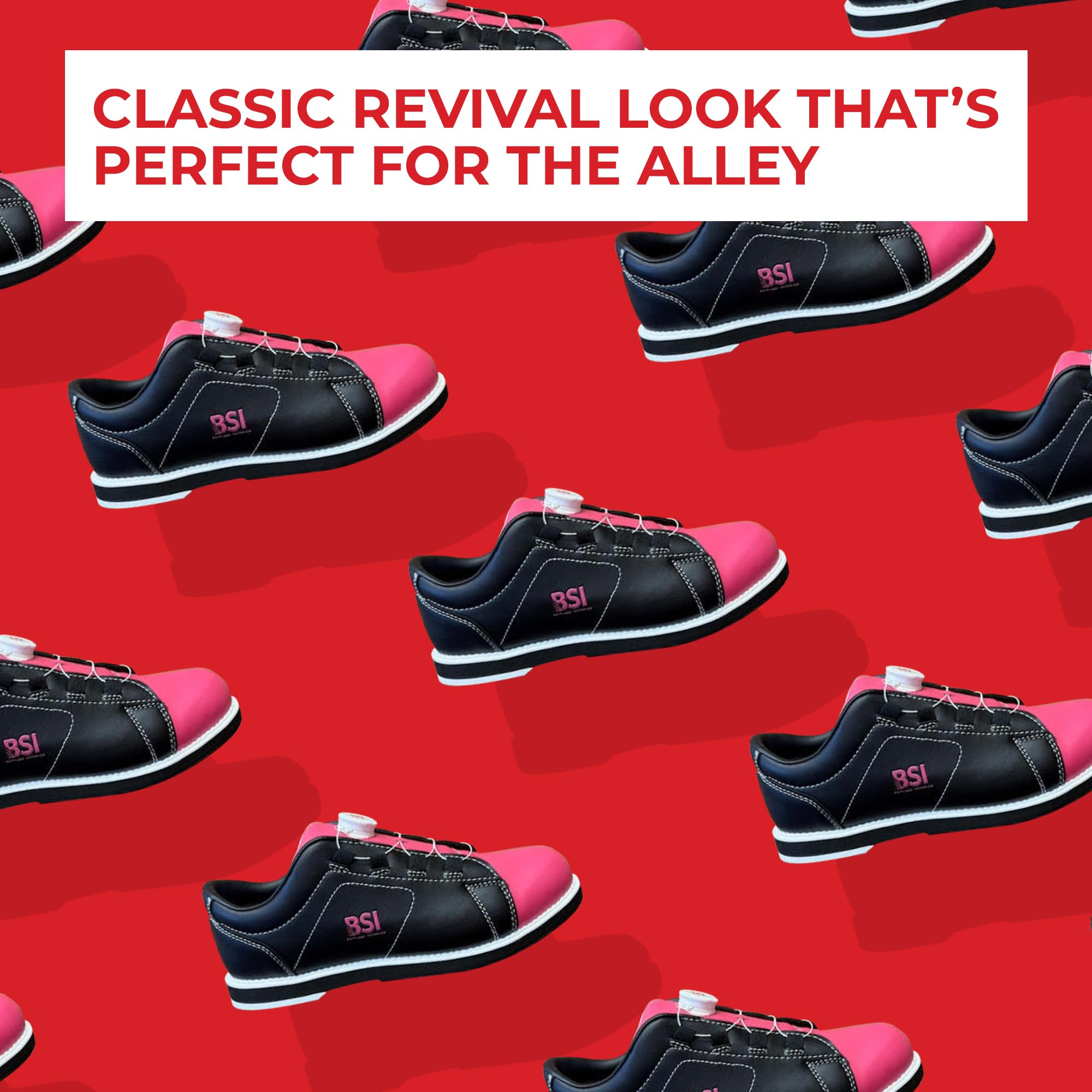 BSI Revival Dial Shoe für Damen, leichte Bowlingschuhe mit verbessertem Komfort und Unterstützung, Schwarz/Rosa