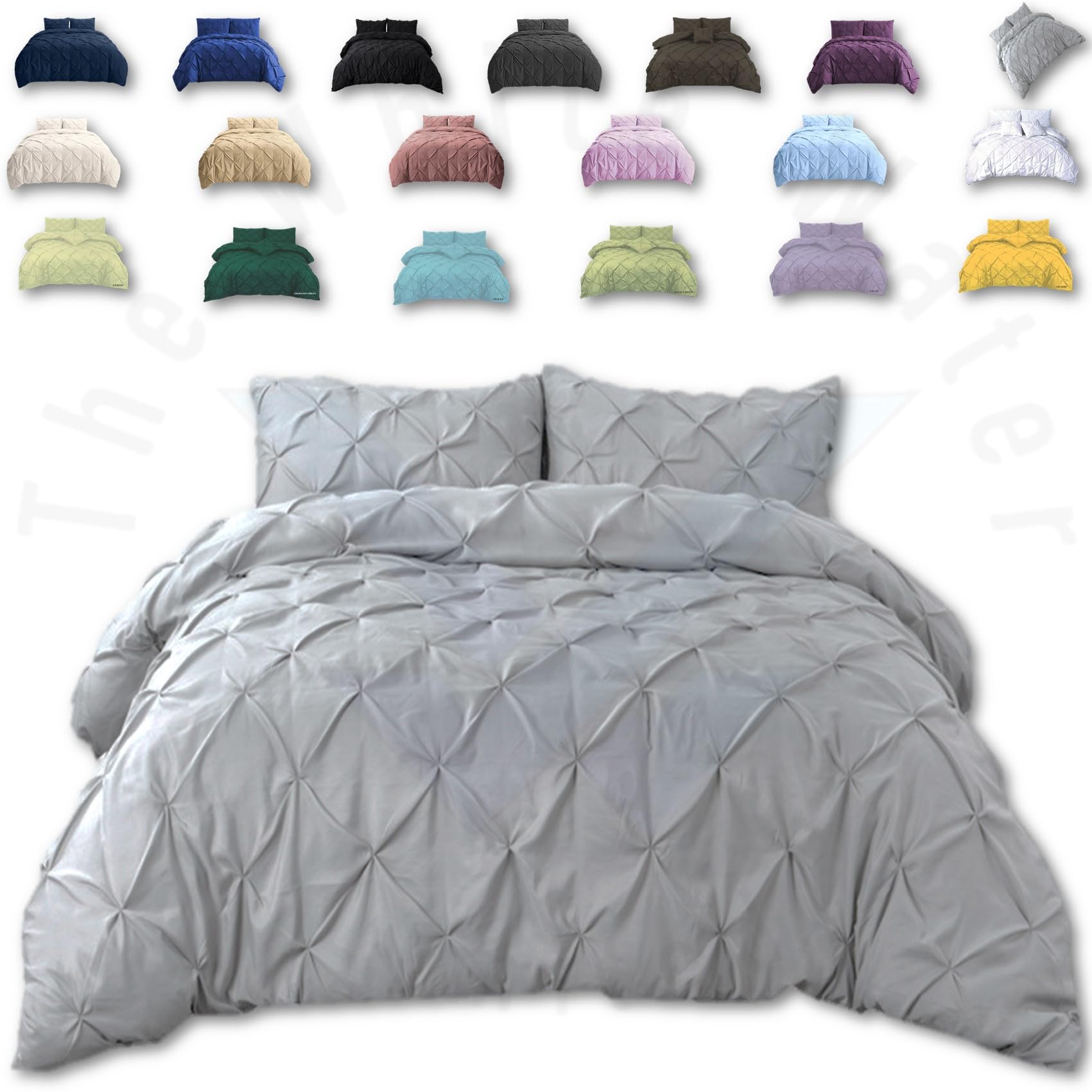 Thewhitewater Limited Silver Thewhitewater Duvet Set - 2In1 Single - Bedding Set - Duvet Cover + Matching Pillowcases - Cottong + Polyester - Polycotton Pintuck Cover (, 2In1 Pintuck - Single)