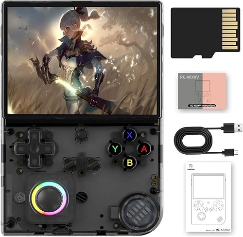 RG40XX V - Consola de juegos de mano retro, RG40XXV de 4.0 pulgadas, pantalla IPS Linux, sistema Linux integrado 64G TF tarjeta 5528 juegos,