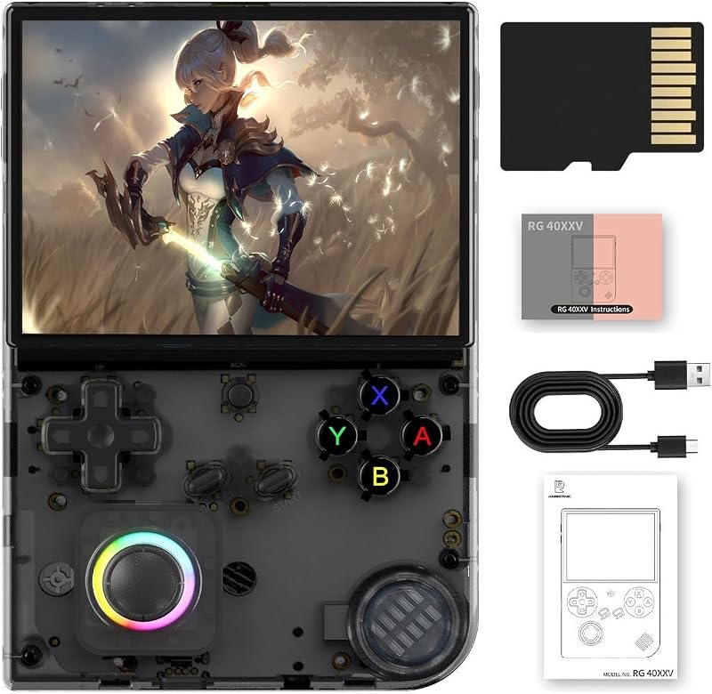 Anbernic RG40XX V Consola de juegos portátil retro, RG40XXV Pantalla IPS de 4.0 pulgadas Sistema Linux Tarjeta TF 64G incorporada 5528 Juegos Soporte Salida de TV 5G WiFi Bluetooth 4.2 (Negro)