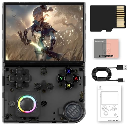 RG40XX V Retro Handheld Game Console , RG40XXV 4.0 Inch IPS Screen Linux System Built-in 64G TF Card 5528 Games Support TV Output 5G WiFi Bluetooth 4.2(Black)