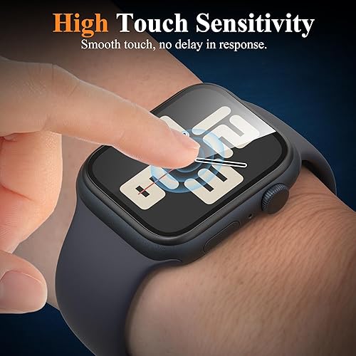 Miniatura 6 de EWUONU Paquete de 2 Protector de pantalla de vidrio templado para Apple Watch SE (2 generación)SE Series 654 de 1.732 pulgadas, marco de metal,