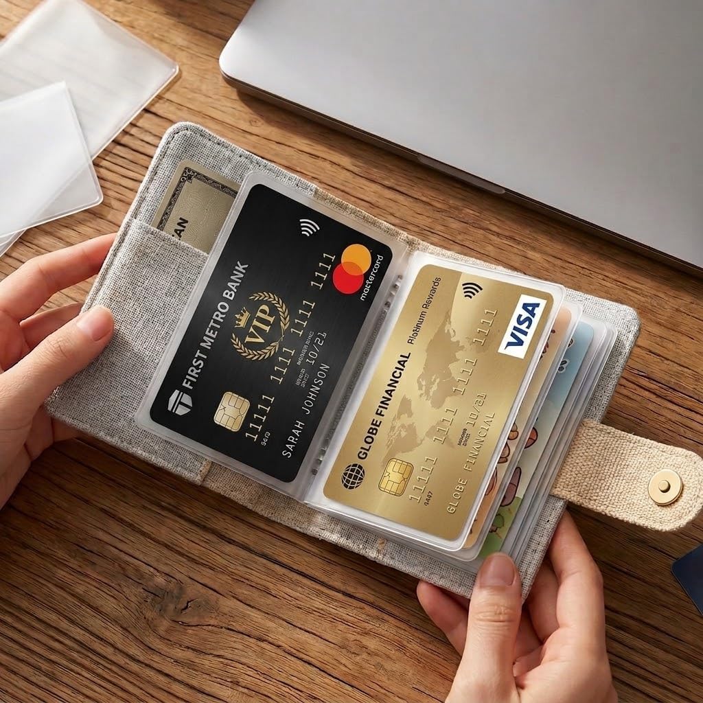 2 Pack Wallet Photo Insert, Credit Card Holder 20 Slots Wallet Inserts
