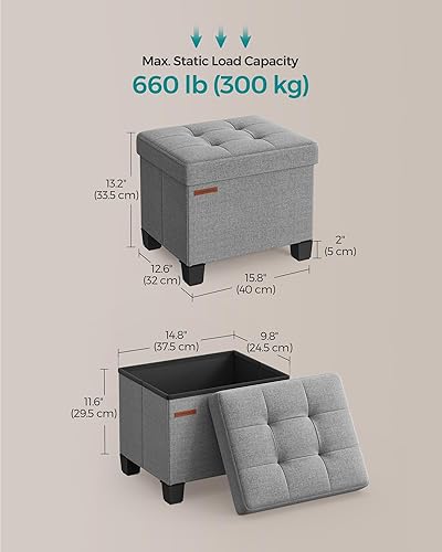 Miniatura 64 de SONGMICS Otomana de almacenamiento de cubo de 15 pulgadas, banco de dormitorio con almacenamiento, taburete de pie con pies, soporta hasta 660