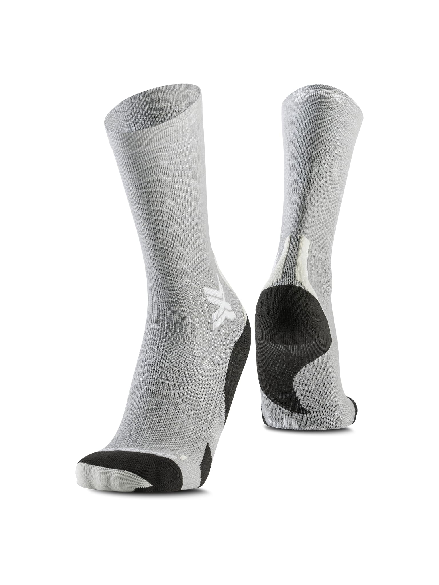 X-Socks Run Discover Merino Crew Winterlaufsocken - Verbesserter Komfort und Leistung mit Air-Conditioning Channel Technologie für optimale Luftzirkulation - Seal Grau/Hell Sand, 35-38