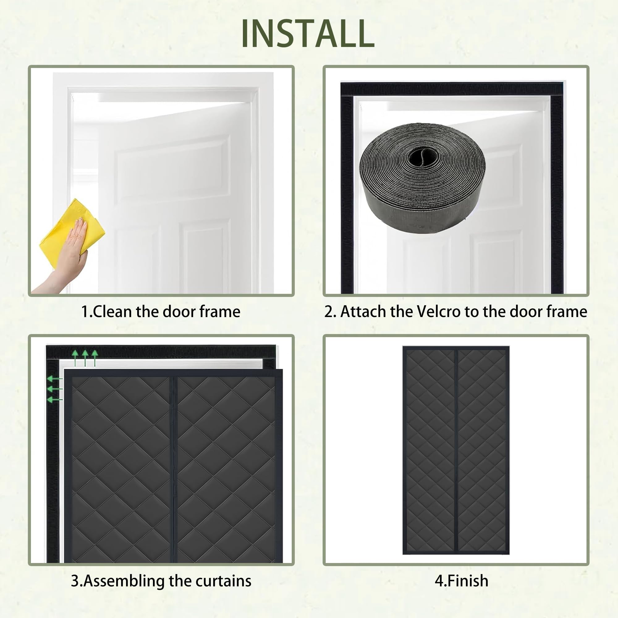 Tenda Magnetica per Porta 84 x 221 cm Isolata Termica, Antivento e a Risparmio Energetico Tenda Termica Isolante Freddo Adatta Porte Scorrevoli in Vetro, Nero