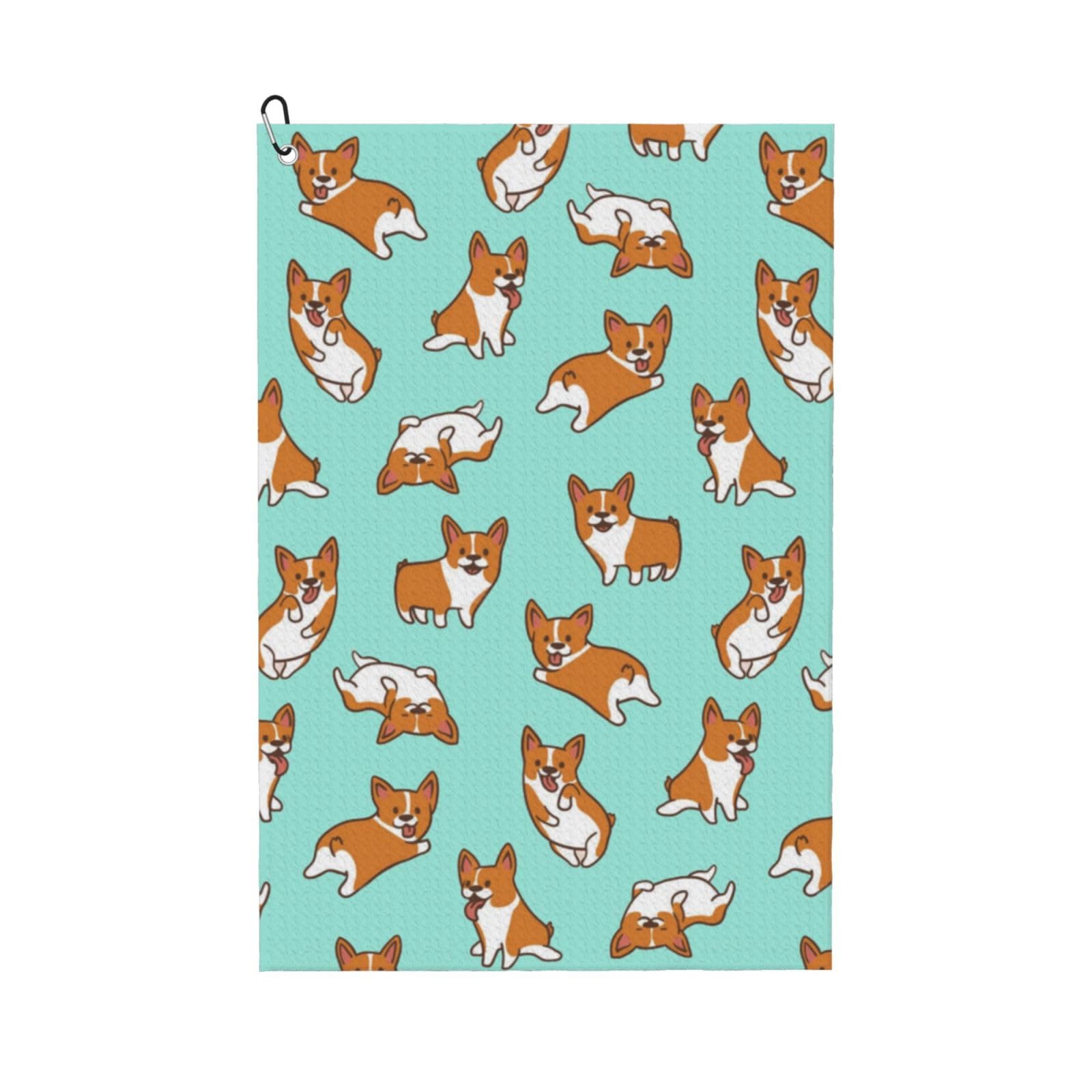 Hnnkloy Corgi Cute Dog, 16x24 in Portable Waffle Golf Towels with Carabiner Clip for Golf Bag