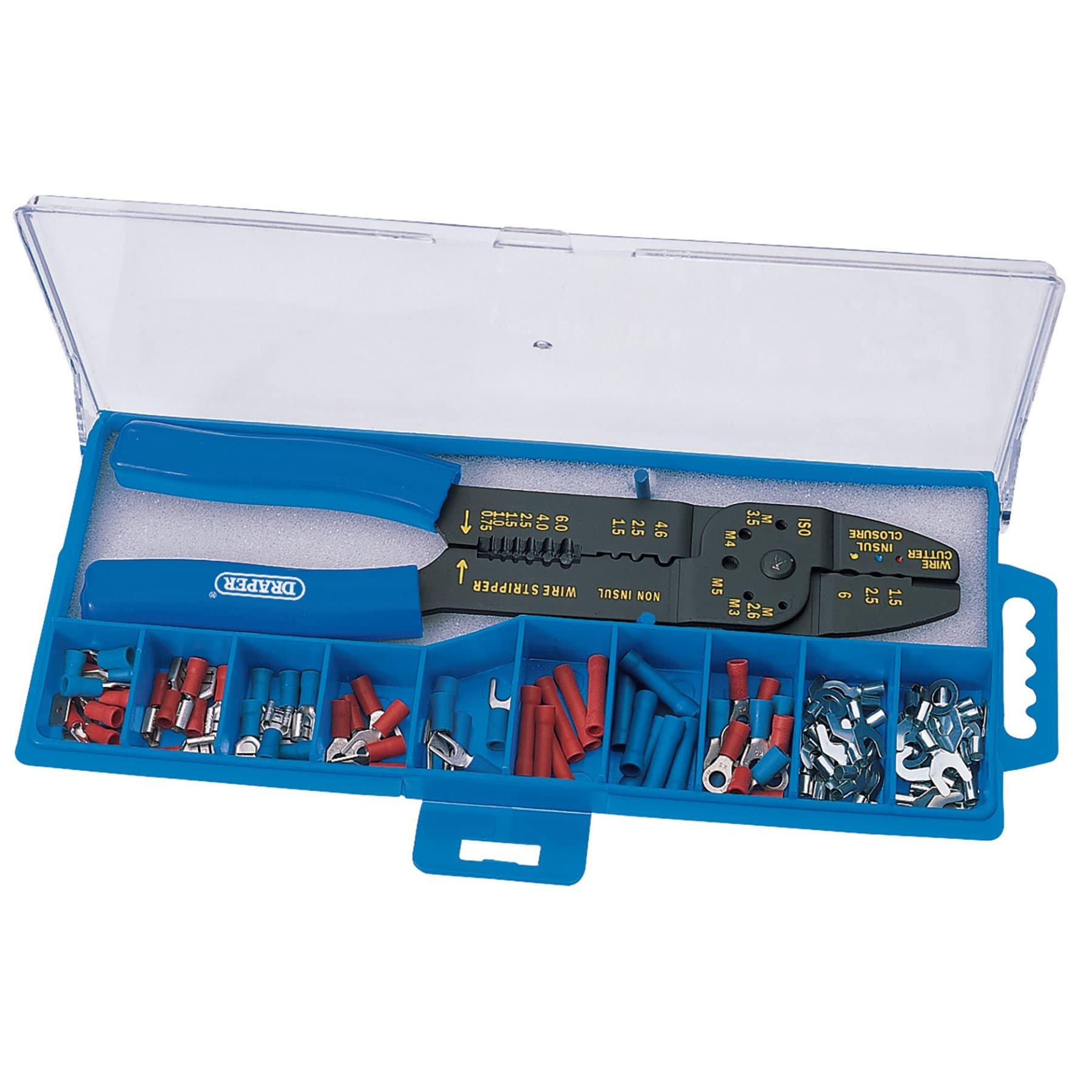 Draper Red/Blue/Yellow 13658 5 Way Crimping Tool & Terminal Kit 240Mm Per Kit