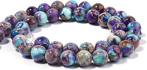 Miniatura 4 de Youngbling Cuentas de piedras preciosas naturales para la fabricación de joyas, jaspe imperial azul marino pulido redondo liso pulido de 0.394