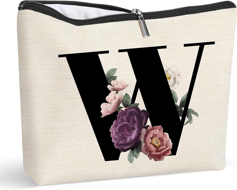 Necessaire de maquiagem personalizada com monograma inicial W Gyflo