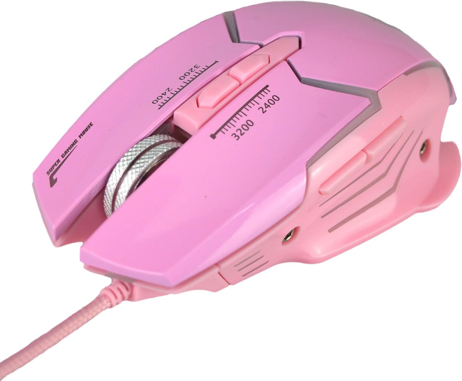 Pink Gaming Mouse, LED Backlit Optical Game Mice Ergonomic