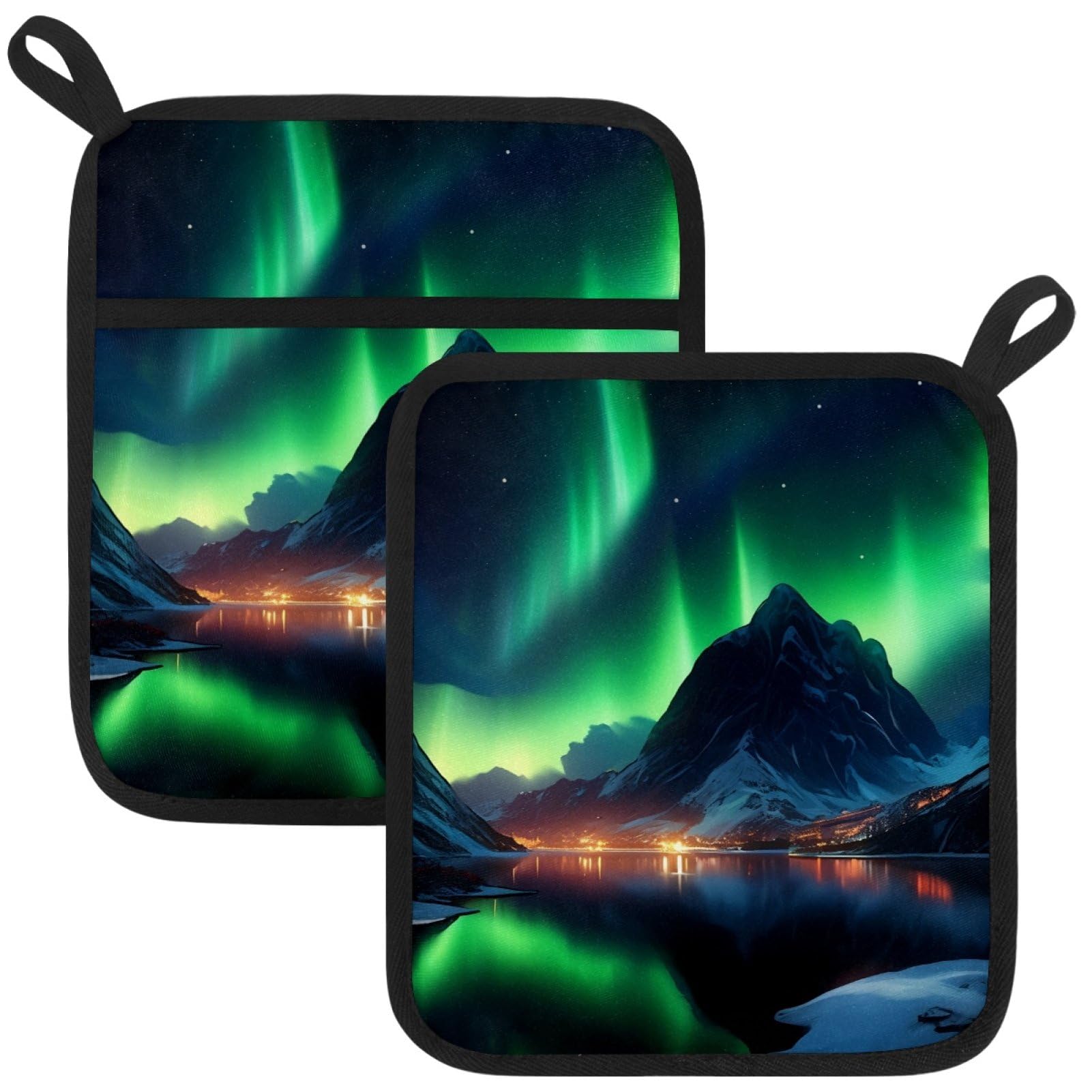 VAPOKF Aurora Pot Holder, Heat Resistant Oven Cloths, Potholders & Oven Gloves, for Kitchen Cooking & Baking, Thick & Safe, Protection of Hands From Hot Utensils