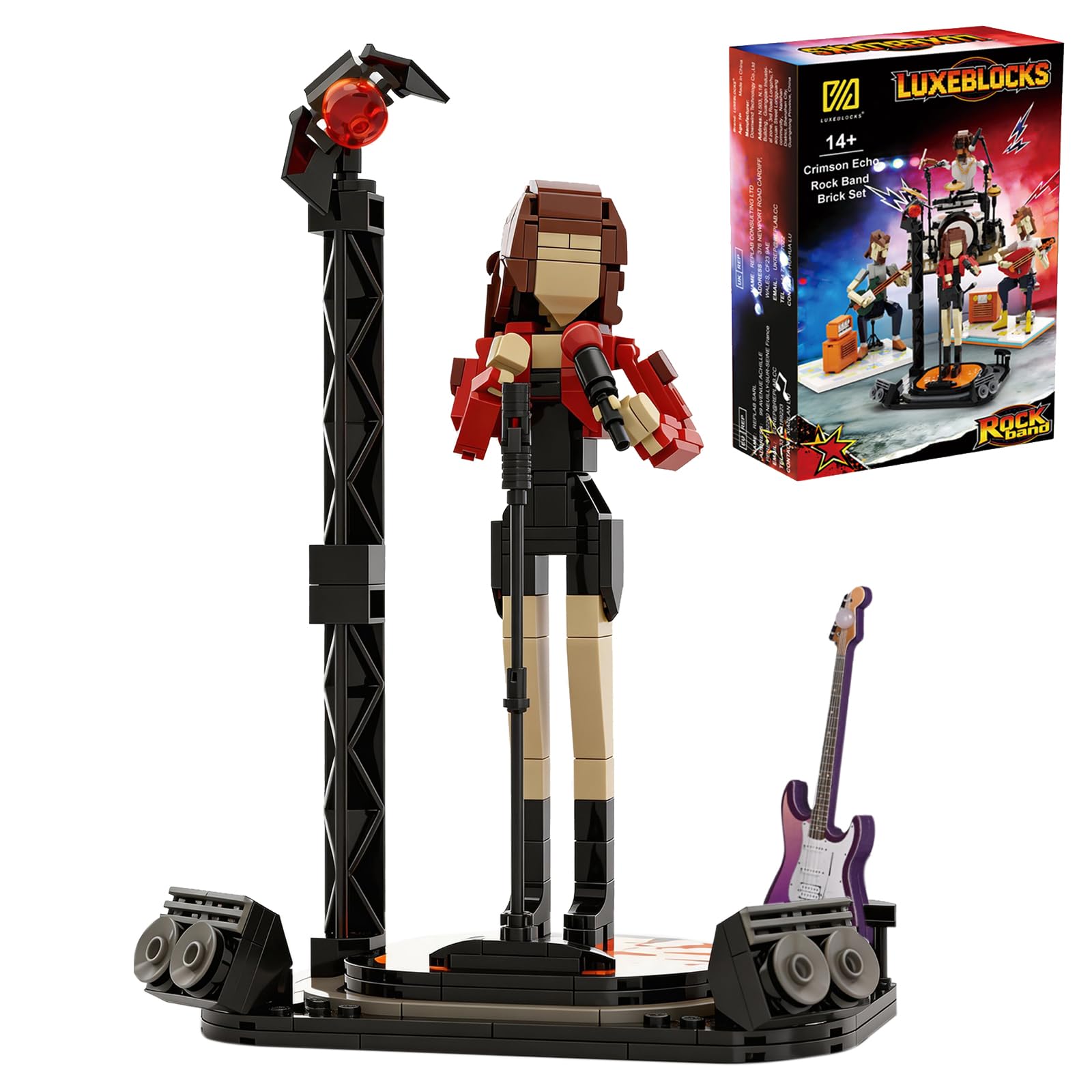 LUXEBLOCKS Rock Star Building Set – 302-Piece DIY Model Kit with Stage, Speakers & Spotlight, Music-Themed Desk Décor for Adults Ages 14+