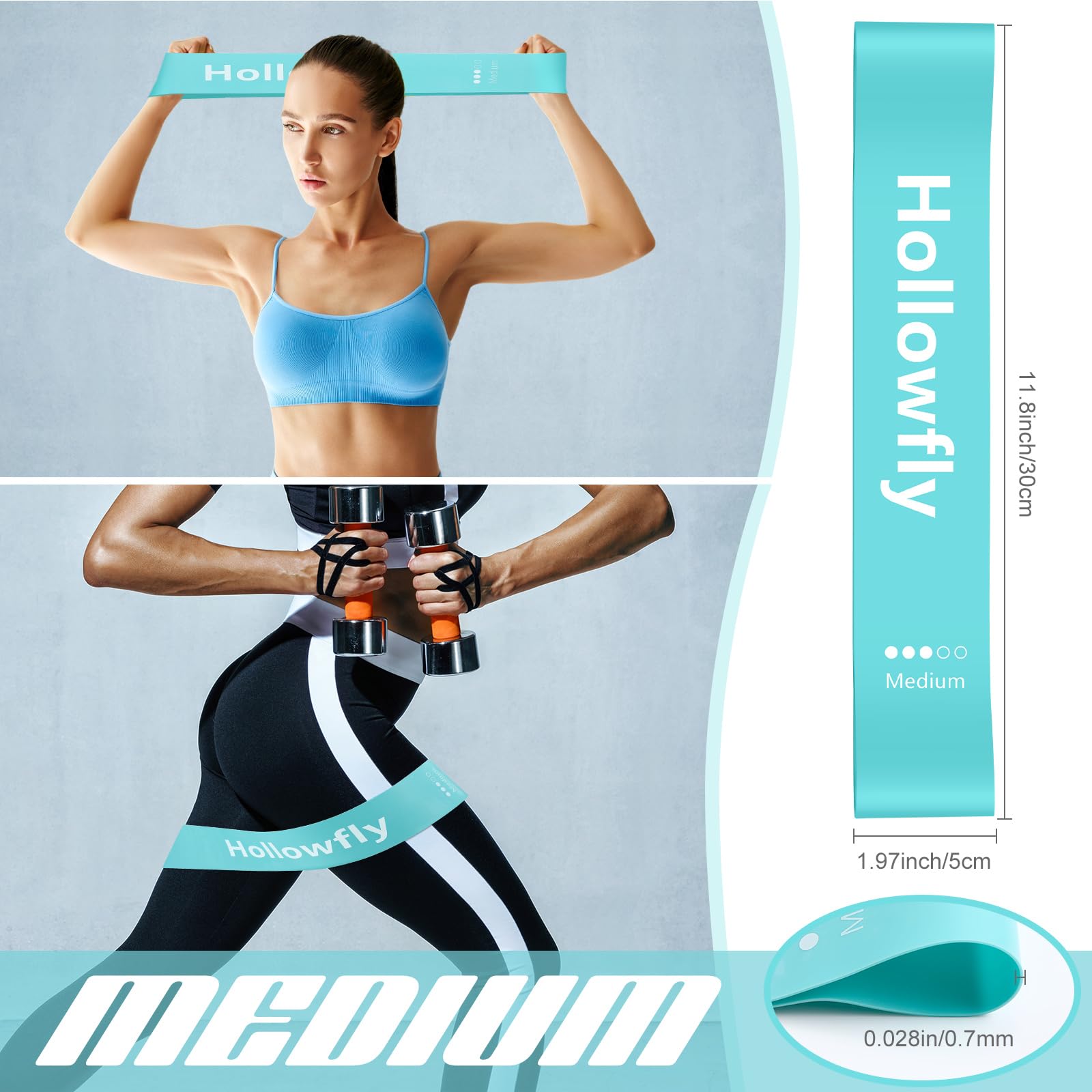 Hollowfly 12 Pcs Latex Resistance Bands for Working Out Booty Workout Stretch Exercise Bands Non Slip for Legs Squat Resistance Loop Women Men Starter Butt Hip Thigh Fitness