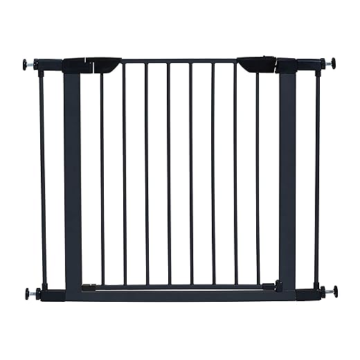MidWest Homes for Pets 29-Inch High Walk-Thru Pressure Mounted Steel Dog Gate, Expands to 38 Inches Wide, Includes 3-inch Extensions, Textured Graphite