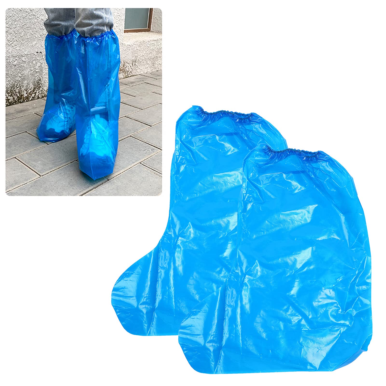 Cryfokt Copriscarpe Monouso Pieghevoli, Coperture Antiscivolo con Apertura Ampia, per Uso Interno e Protezione Pavimenti | Copriscarpe alti con elastico, spessi e usa e getta, per pioggia, e fattoria