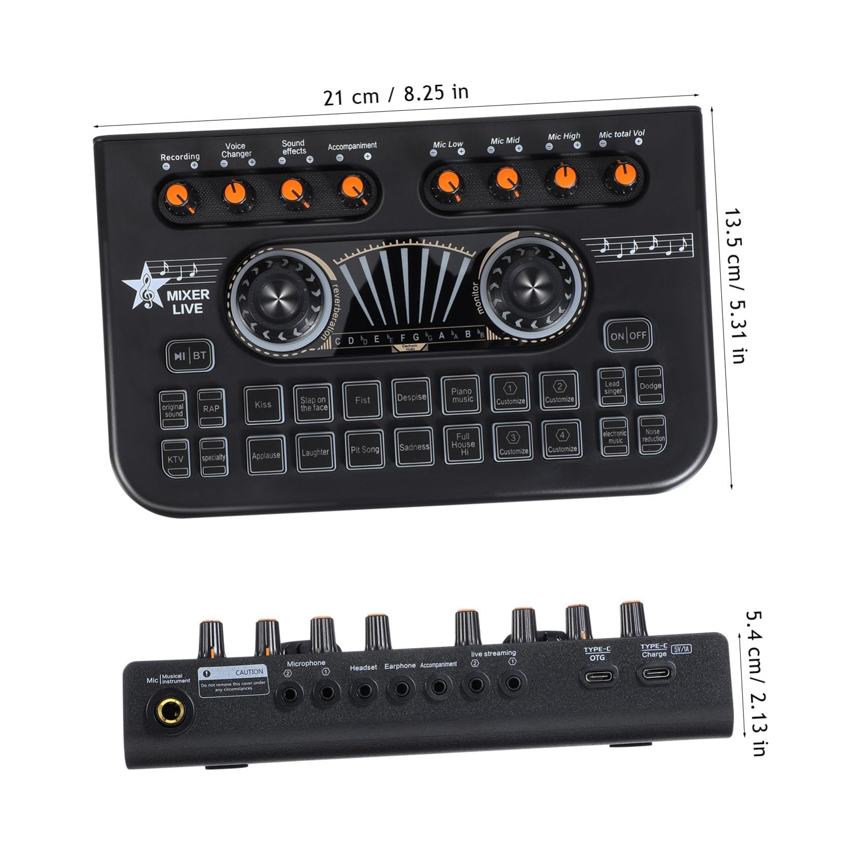 Beavorty Stimmverzerrer Mikrofon Audiomixer Mischpult mit Live Soundkarte Schwarz Metall/kunststoff Plug And Play für Karaoke und Gaming
