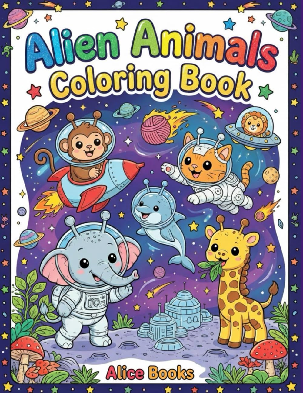 Alien Animals Coloring Book: A Fun Space Adventure Easy to Color Pages for Kids Ages 4–8