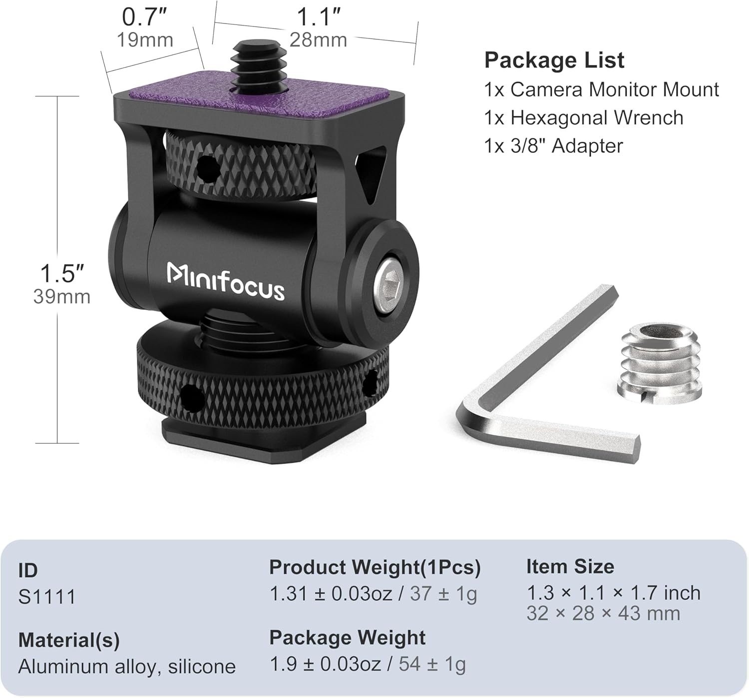 MINIFOCUS Camera Monitor Mount with Cold Shoe, 1/4" Screw for 5" & 7" Field Monitor, Swivel 360° and Tilt 160° Holder for Camera Phone Cage LED Video Light - Image 7