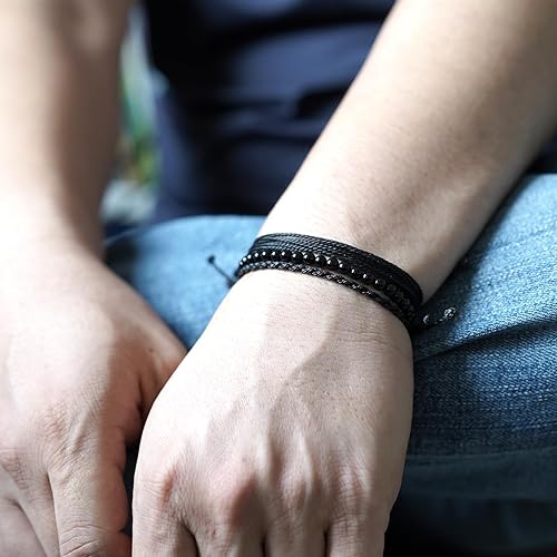 Miniatura 497 de Handmade Natural Stone Beaded Healing Bracelet Gift for Men Adjustable Rope String Bracelet