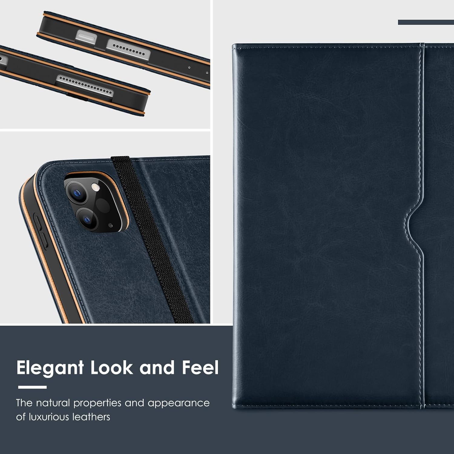 VIKESI Case for iPad Air 13 inch (M4) 2026 / (M3) 2025 / (M2) 2024,Premium Leather Folio,Apple Pencil Holder,Auto Sleep/Wake,Stand Cover - Blue