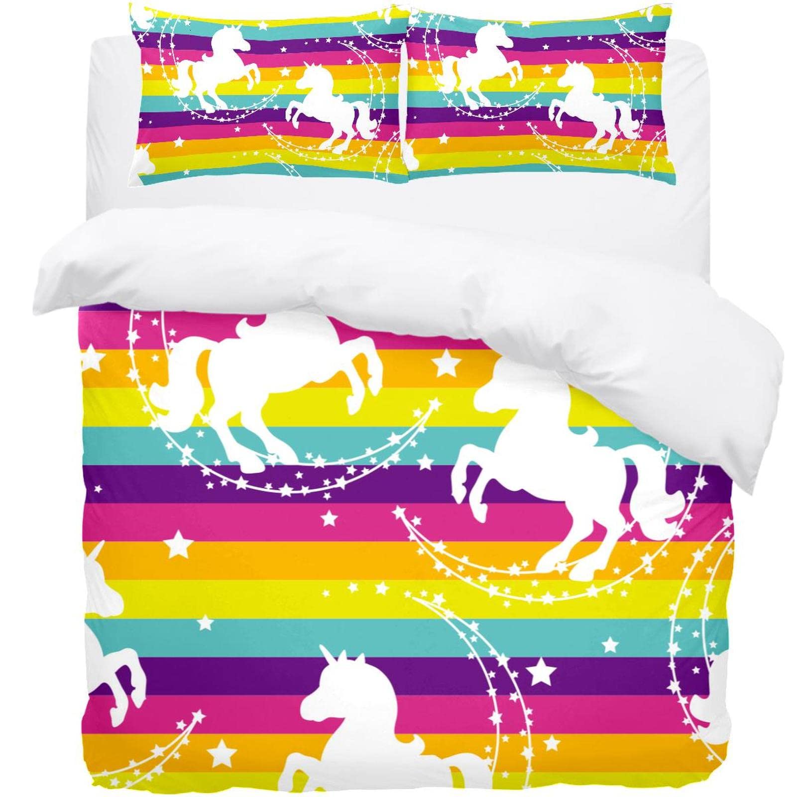 Parure de lit enfant licorne et étoiles colorées pour décorer un lit douillet