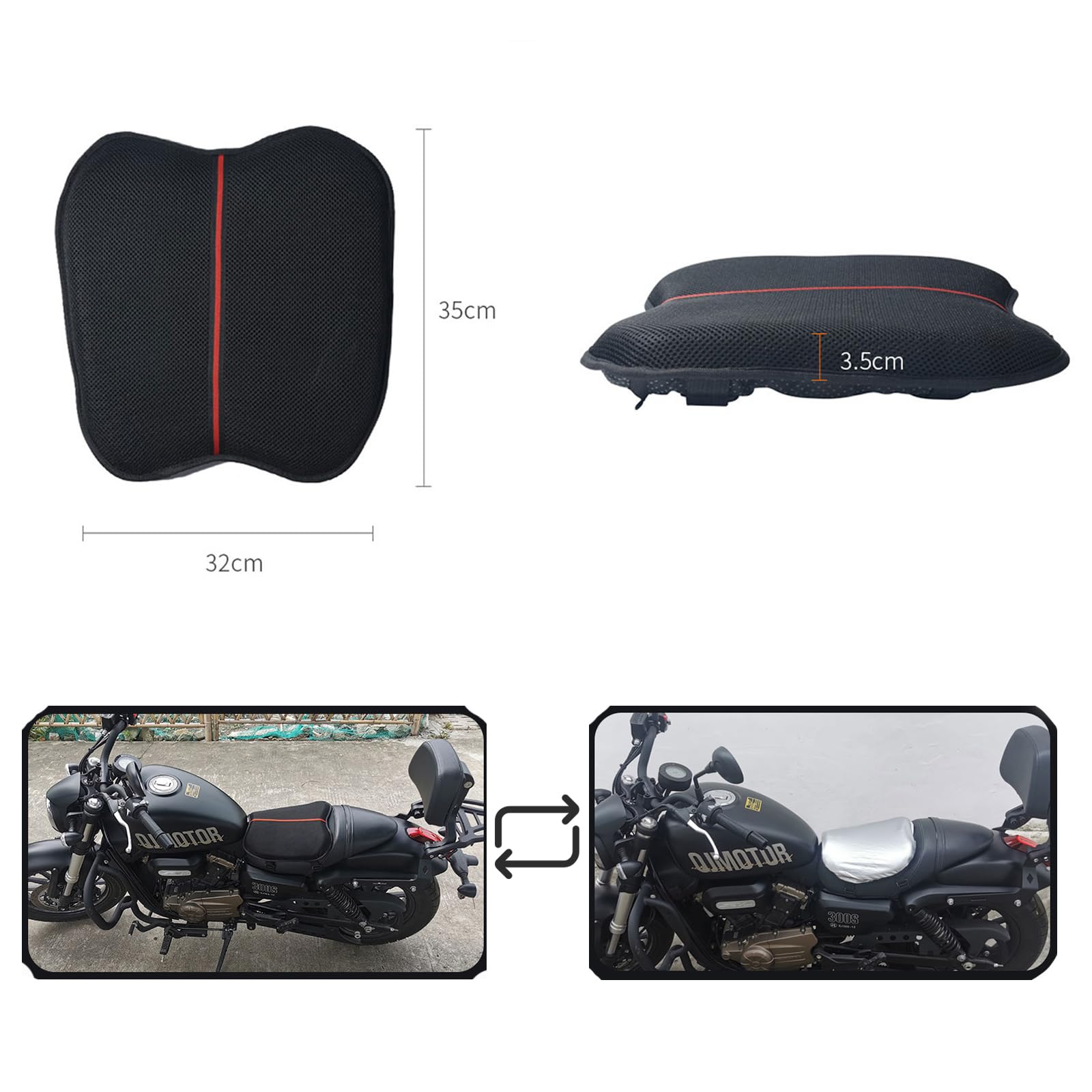 Motorrad Gel Sitzkissen Mit Abdeckung - Wasserdicht & Stoßdämpfend Für Lange Touren