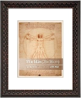 11x14 Black Bronze Ornate Classic Picture Frame, With Mat 8x10 inches, R...