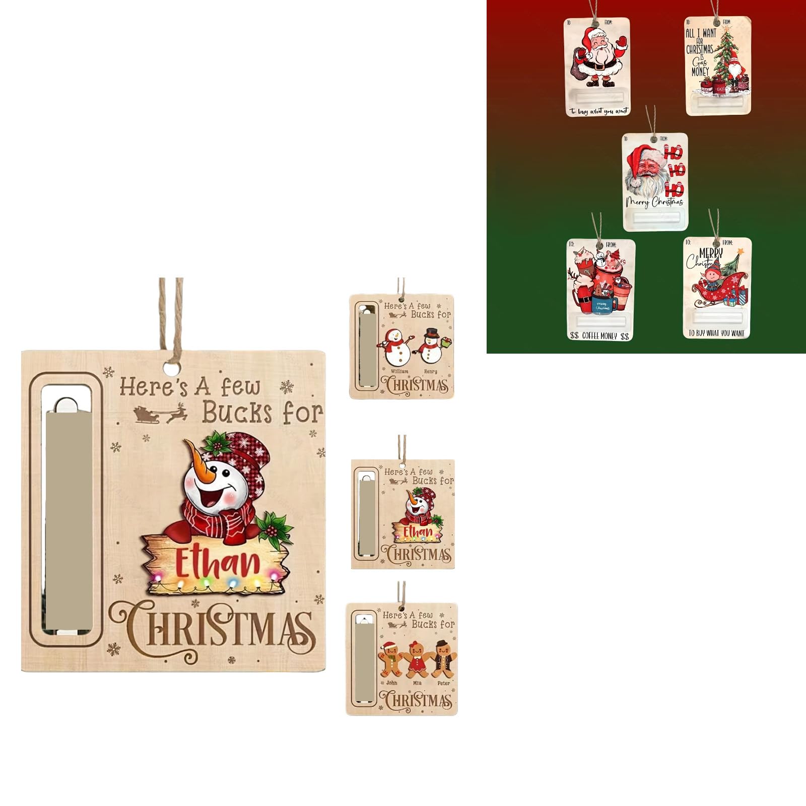 Jazuaiao Recyclable Christmas Themed Tree Money Clip 7PCS Set Home Decoration for Festives Atmospheres Creation Holiday Decoration