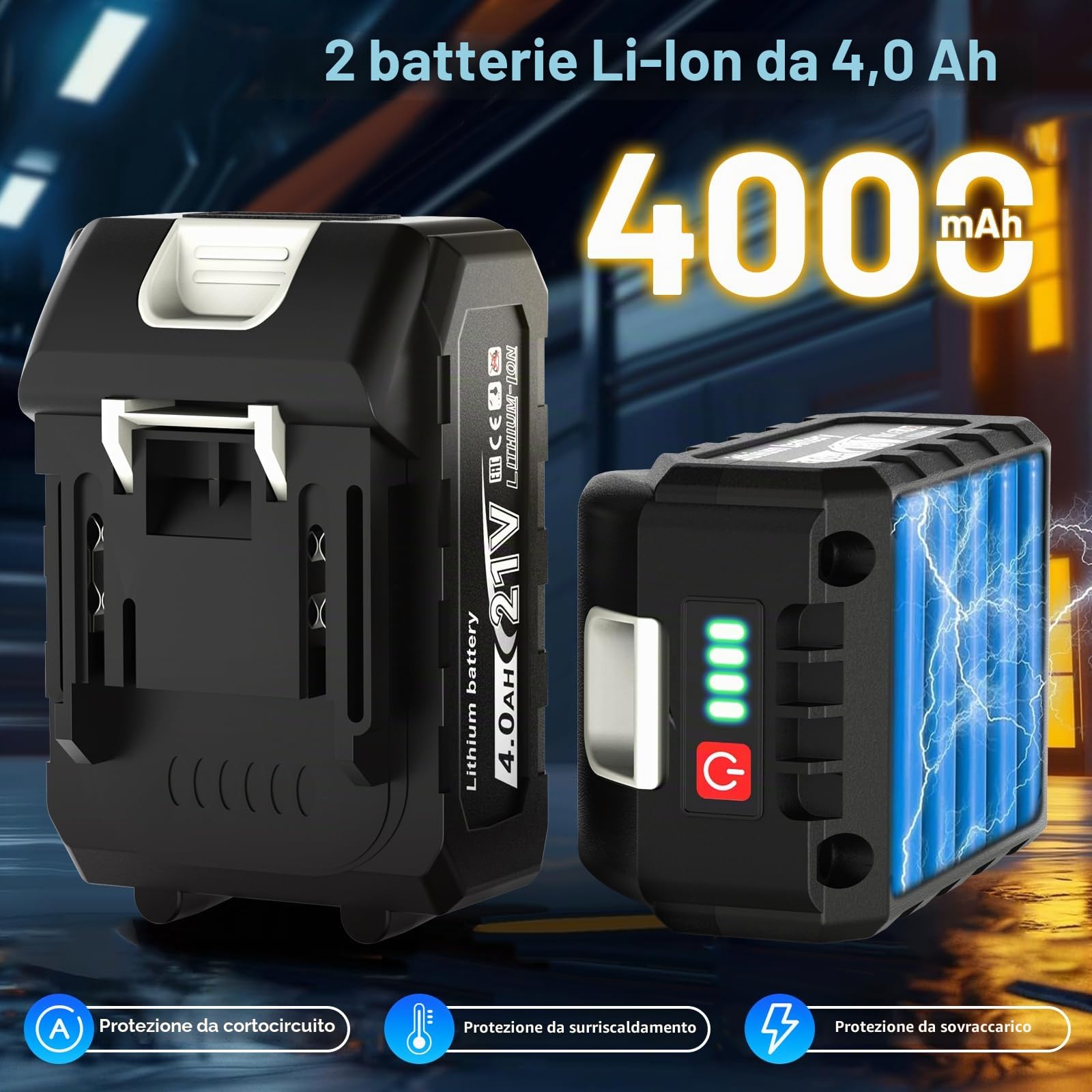 Yofuly Chiave a Cricchetto Compatibile con Batterie Makita 18V, 2 * 4000mAh Batterie Avvitatore Elettrico Set di Chiavi da 3/8" 60 N.m, 320 giri/min per Riparazioni Domestiche e Officina
