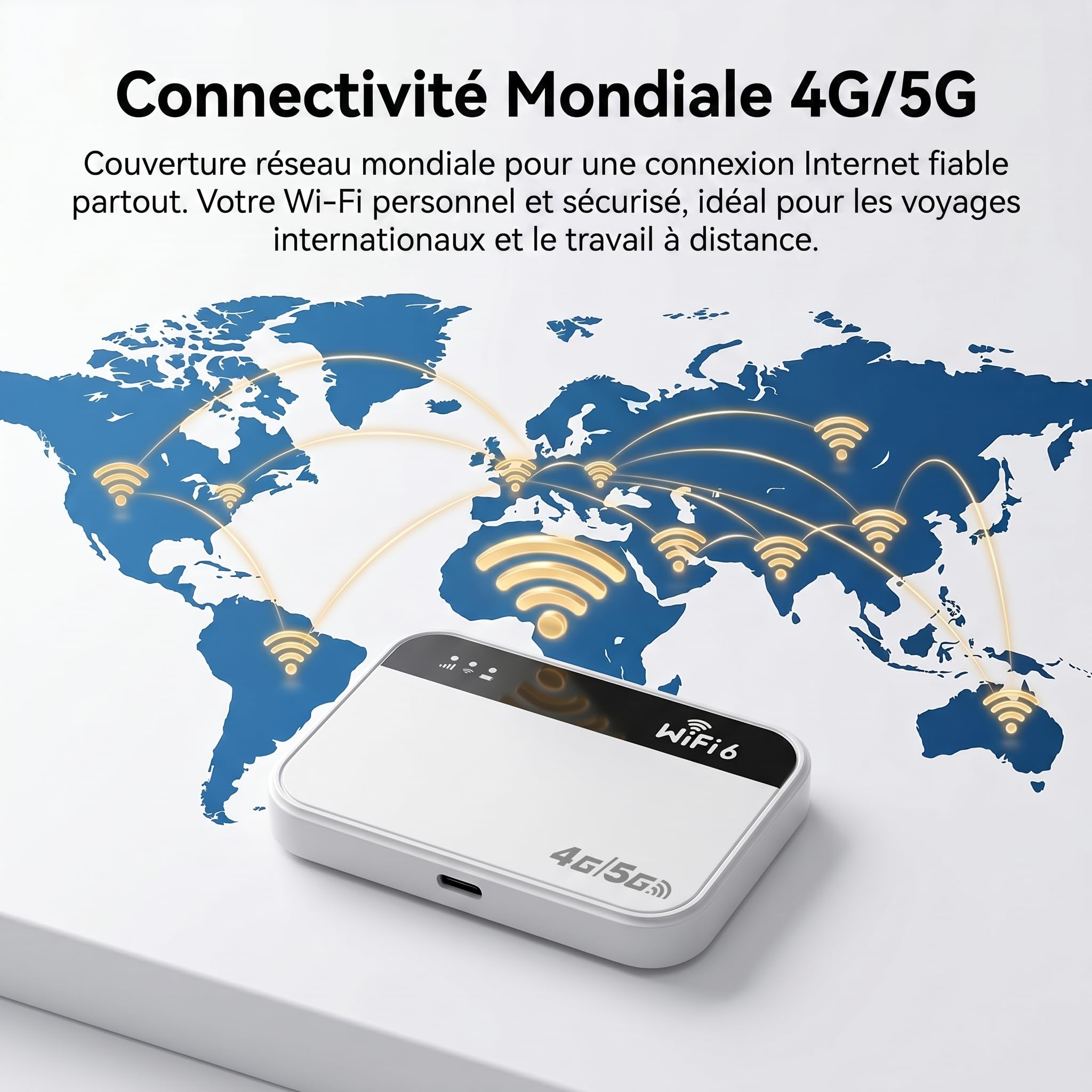 Routeur WiFi 5G Portable, Hotspot WiFi Nomade Voyage, Pocket WiFi, Slot SIM | 3000mAh, 14H Autonomie, 300Mbps, 28 Appareils, WiFi 6, Sans Abonnement, Plug & Play, Voyage, Camping, Télétravail, Plein Air