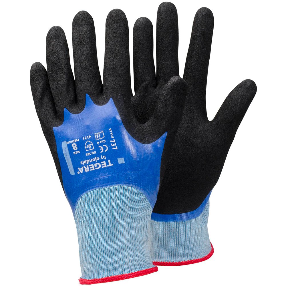 Tegera Black/Blue Ejendals 737-8 Size 8 "Tegera 737" Synthetic Glove