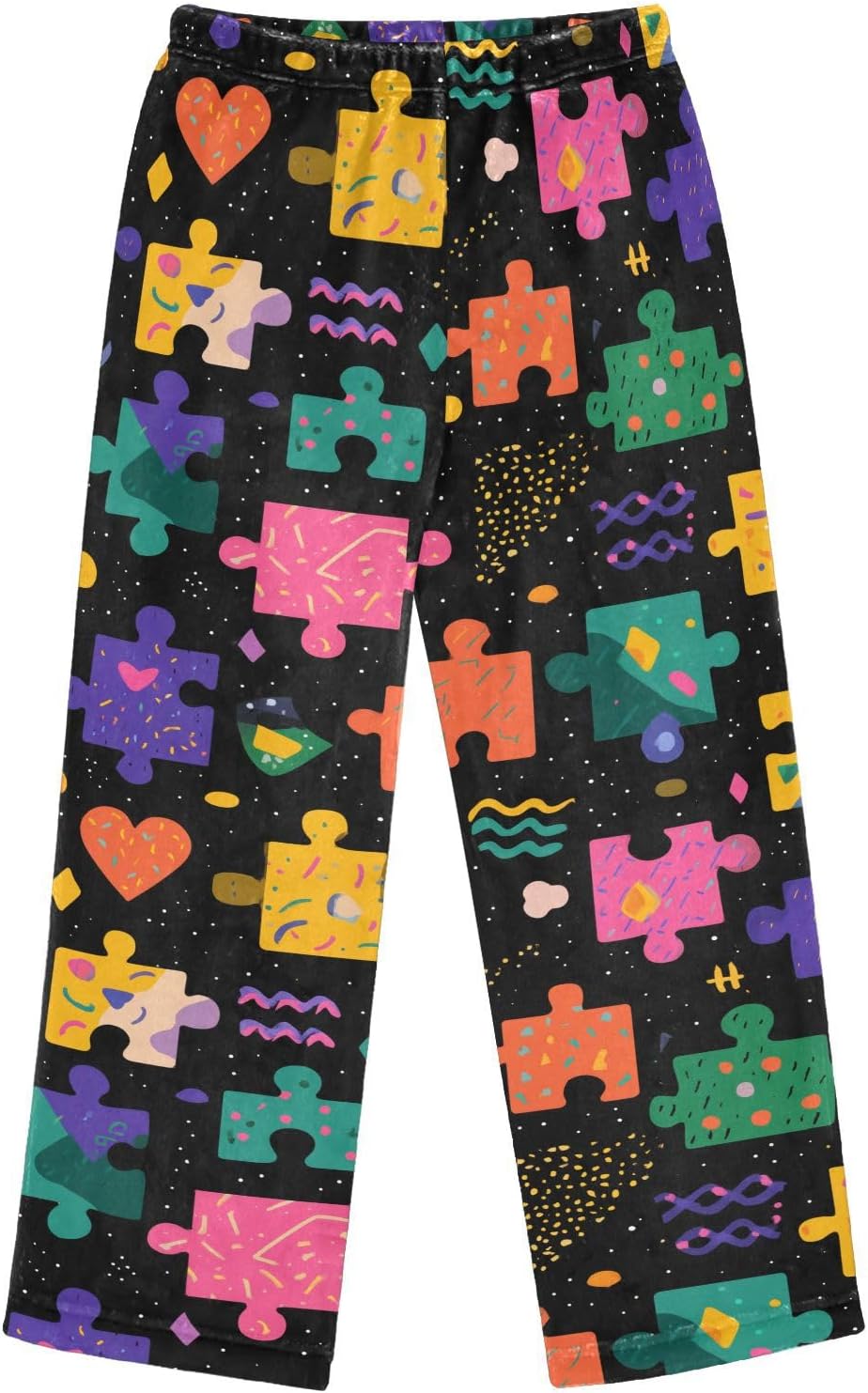 visesunny Jigsaw Puzzle Pattern Boys Pants for Kids Fleece Bottoms Long Jogger Pants Trousers with Pockets Size 6-14Y