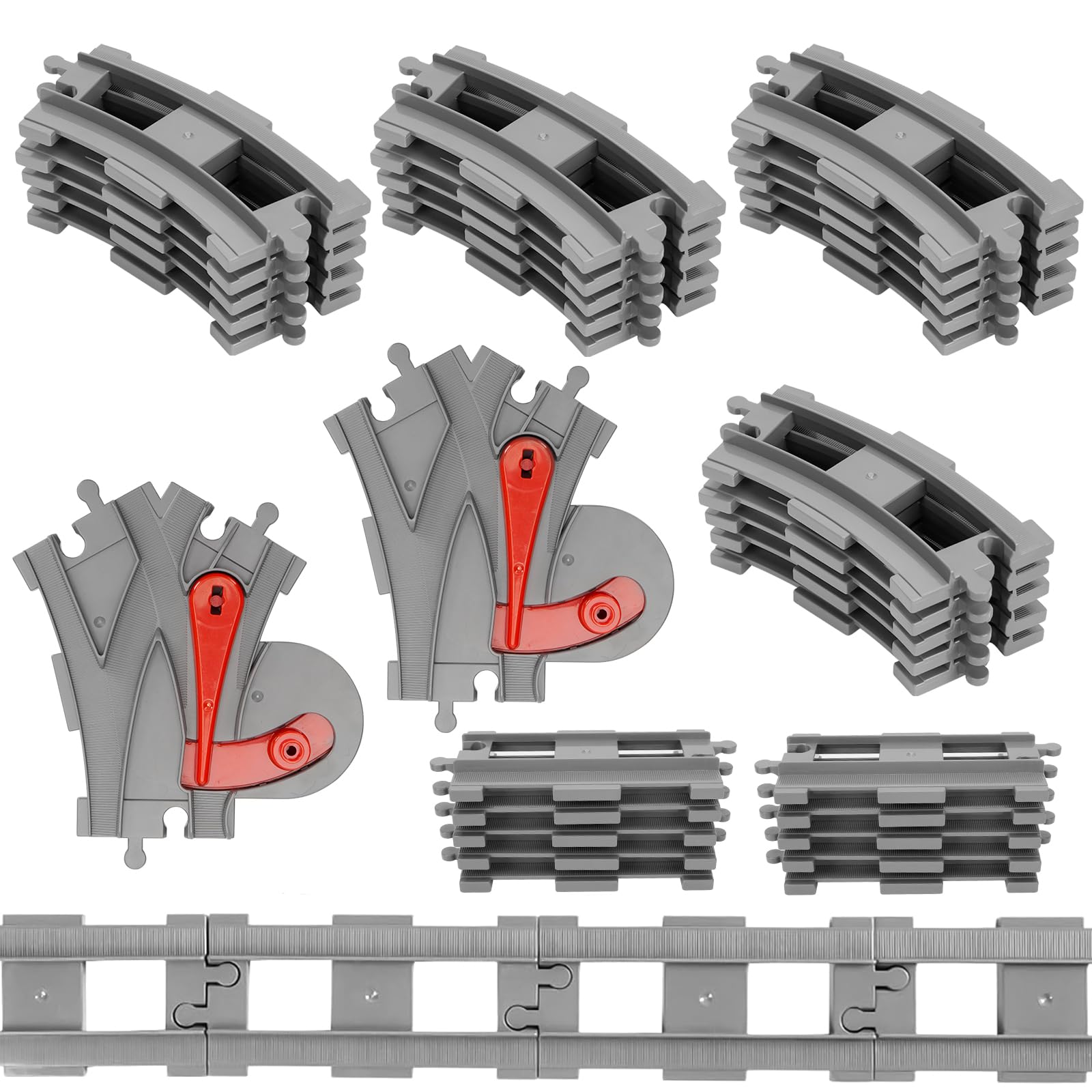 32 pezzi City Binari, Classic City Set di Binari Rails, City Binari City Scambi Binari dei Blocchi di Costruzione della Città Idee Regalo per Ragazzi, Ragazze e Bambini