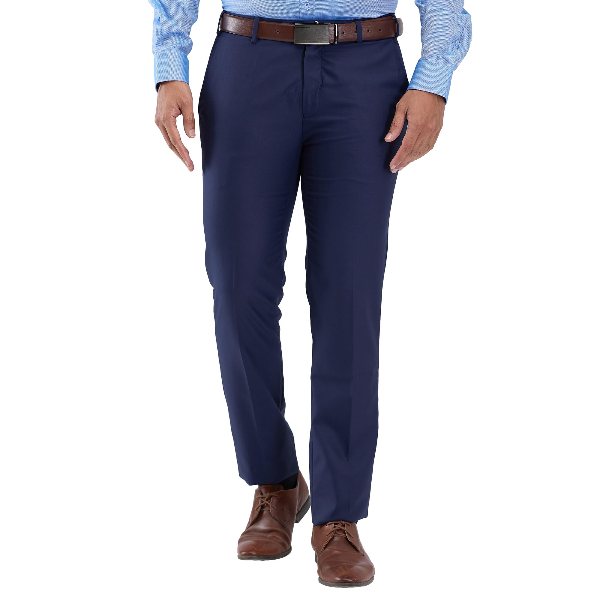 raymond Men's Slim Fit Solid Pattern Poly Viscose Blend Flat Front Formal Trouser-picture-10