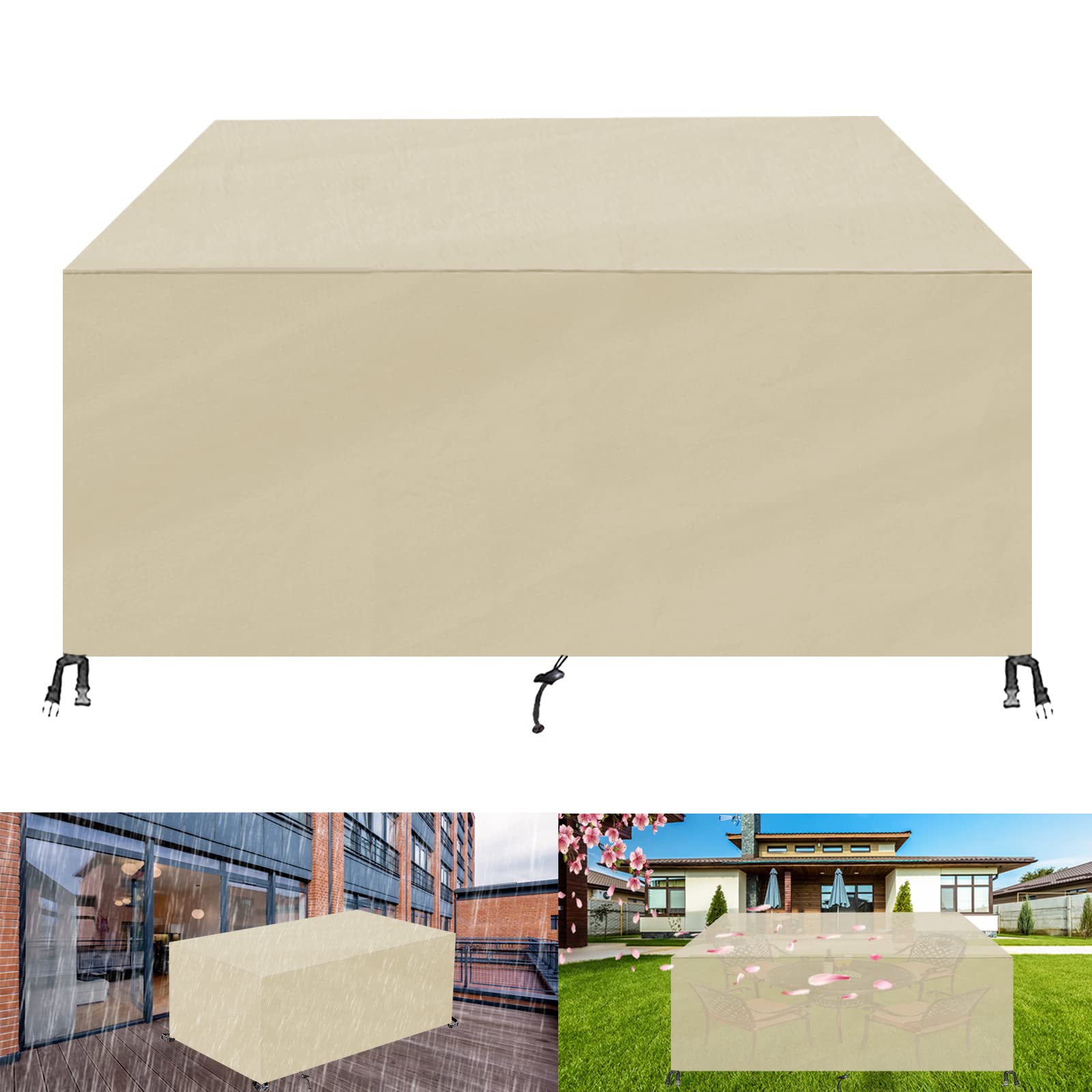 Copertura per Mobili da Giardino Rettangolare,Tessuto Oxford 420D Copertura Tavolo Giardino Esterno,Impermeabile Anti Vento per Mobili Giardino Copri Copridivano
