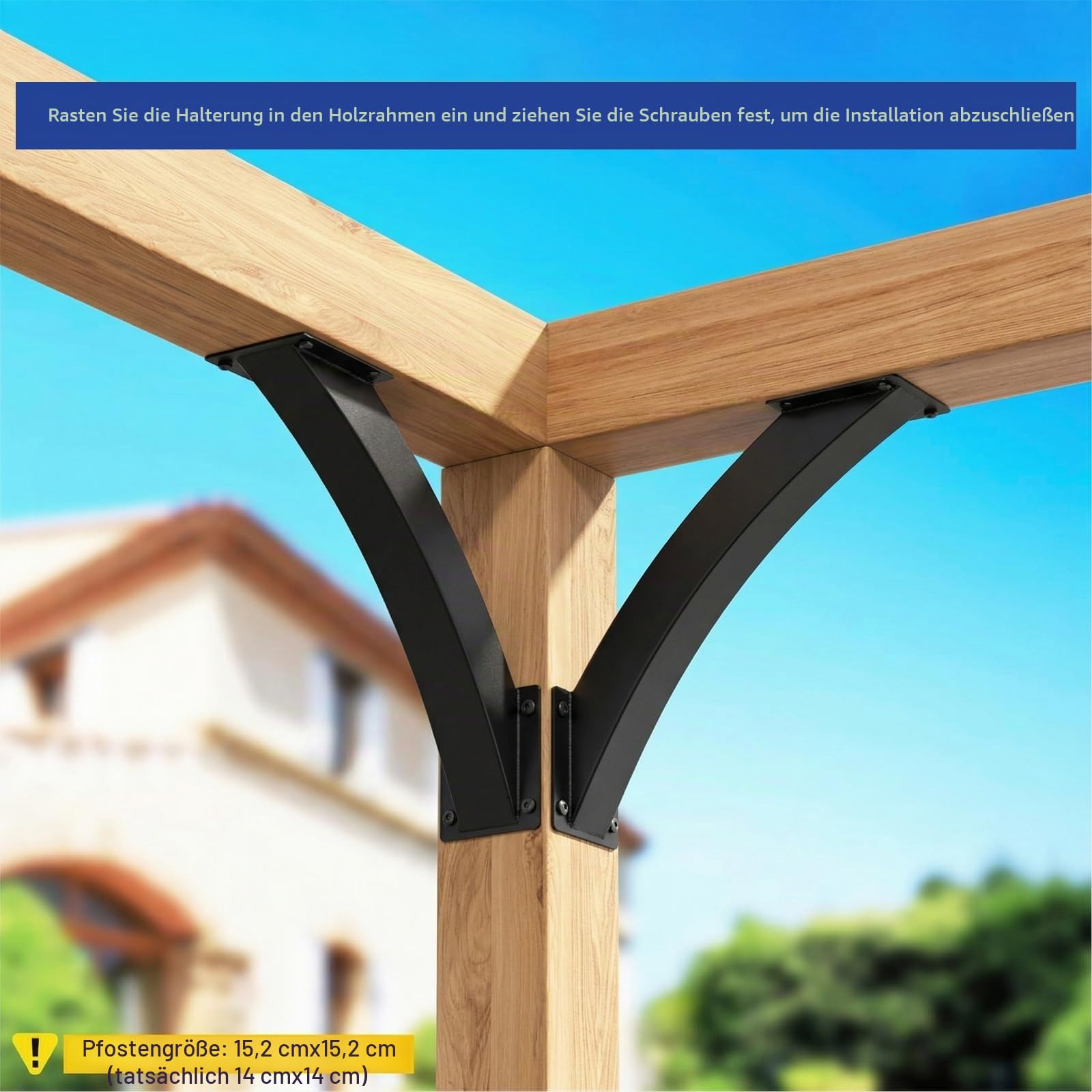 4 Stück 45-Grad-Winkelhalterung, Balkenverbinder/Pfostenverbinder | Eckverbinder Holzverbinder, Eckhalterung Holzbalken Pavillon Halterungs Set, Pergola Verbinder/Pergola Brackets