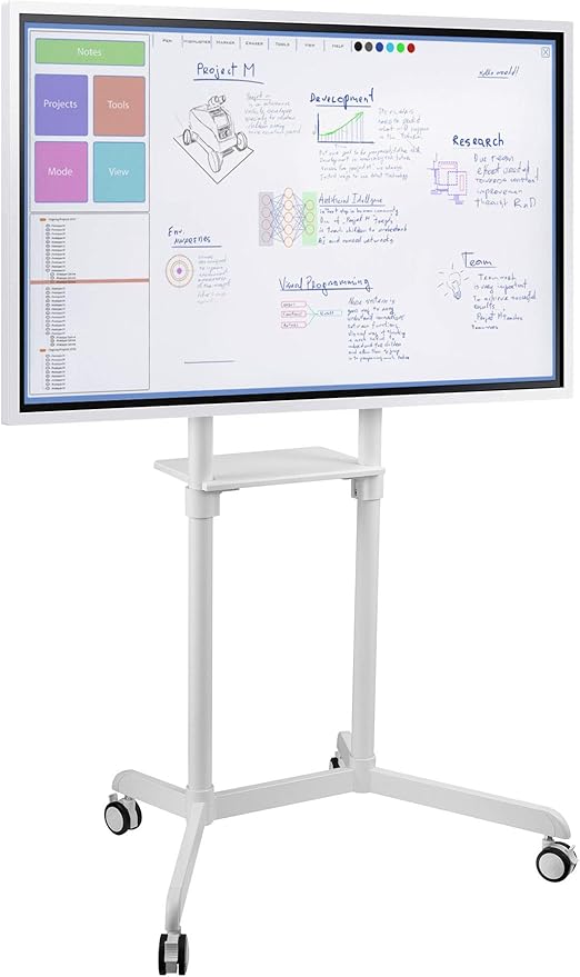 Mount-It! Mobile TV Cart & Digital Whiteboard Stand | Fits 37”-70” Screens, Samsung Flip 2 (WM55R) & Surface Hub 2S | Portrait & Landscape Rotation | Heavy-Duty 154 lbs | VESA 600x400 | Locking Wheels