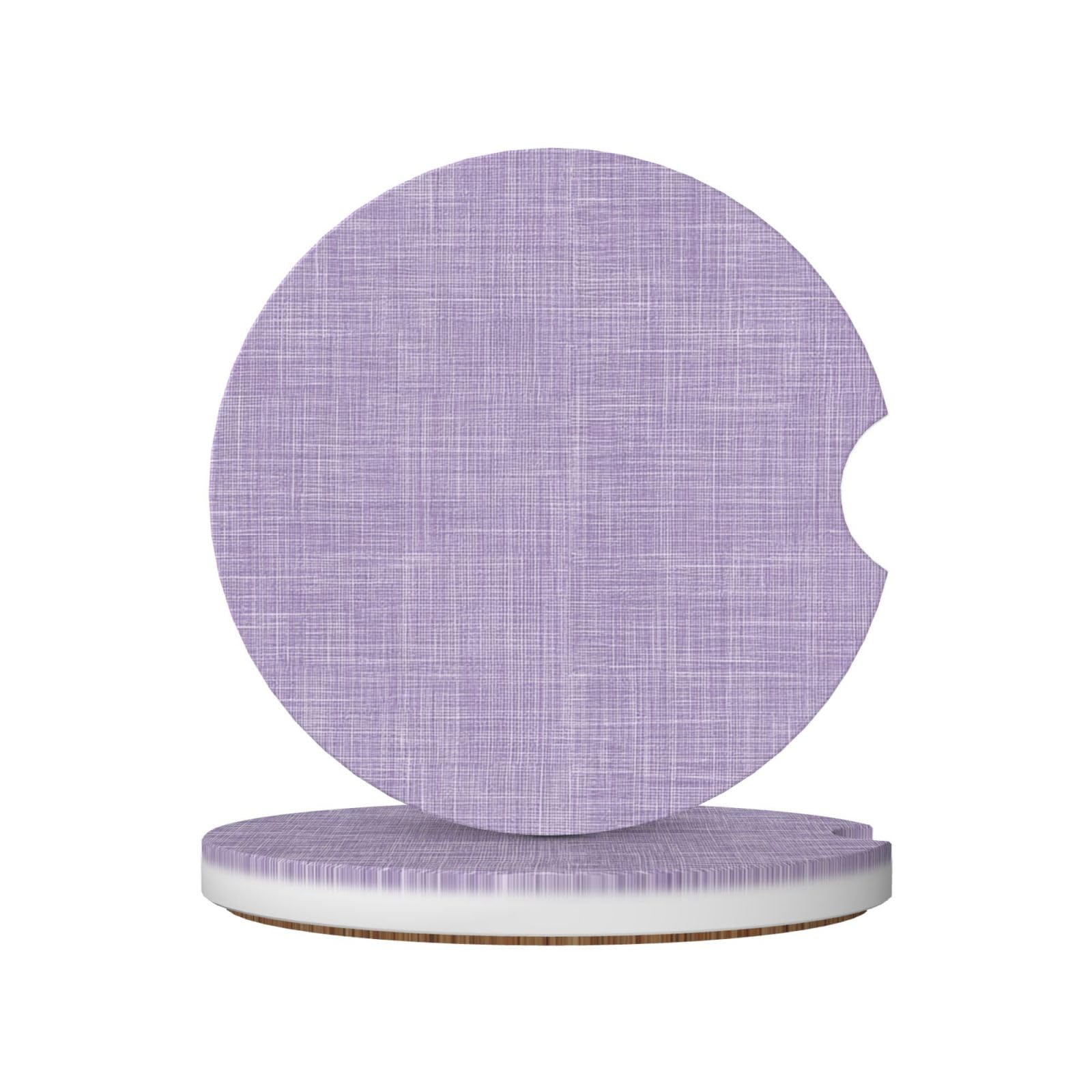 Sandy Glittery Linen Texture in Lilac Ceramic Coasters,2pcs