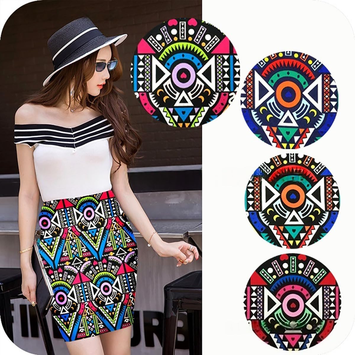 Tkanina bawełniana w stylu boho, towar sprzedawany na metry, geometryczny wzór, materiał do szycia z bawełny, materiał dekoracyjny w stylu retro, etniczne materiały do szycia, materiał