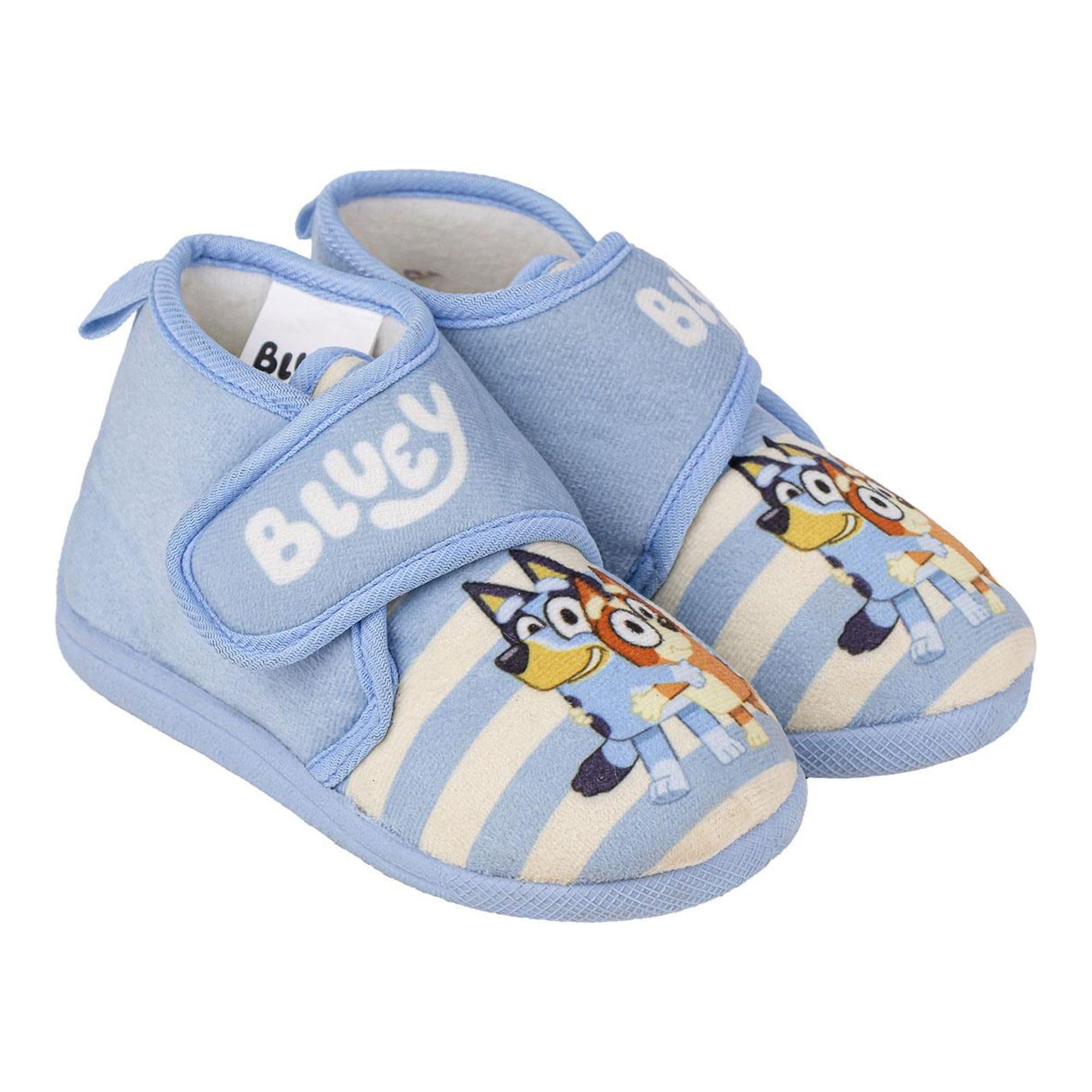 Bluey Slippers - Blue and White - UK Size 10 JNR - Velcro Closure - Half Boot-Style Children's Slippers - Made of Polyester and TPR - Original Product Designed in Spain