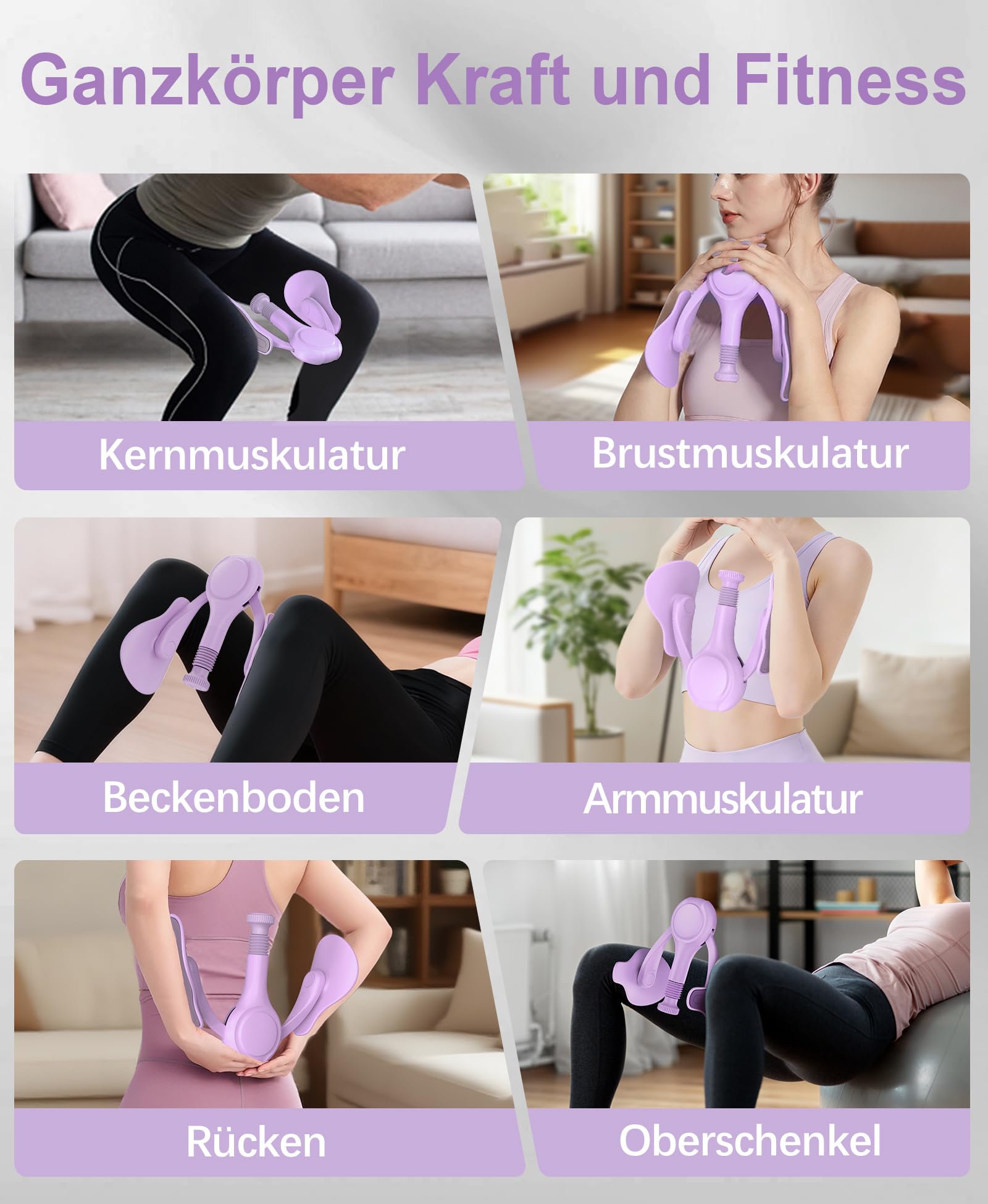 Oberschenkeltrainer Beinpresse für Zuhause 6.8-31.8kg Beckenboden Trainingsgerät Beintrainer für Damen/Herren, Kegel Beckenbodentrainer für Postpartum Erholung mit Widerstandsband