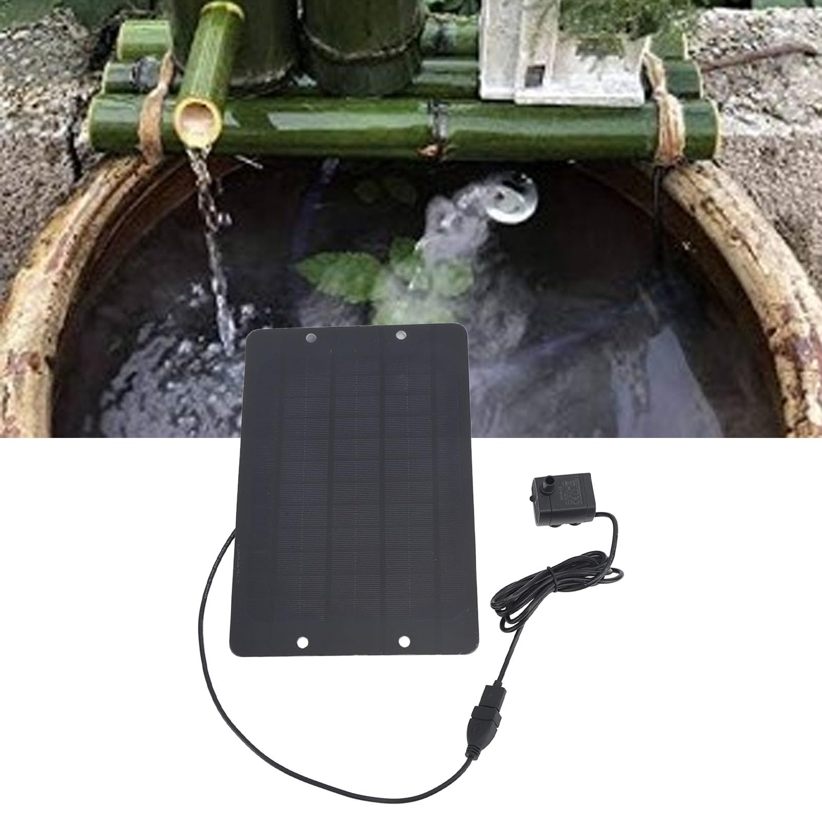 Solarbrunnen, Hocheffizienter Solarpanel-Vogelbadbrunnen mit Wasserpumpe, USB-Schnittstelle, Vielseitiger Solarwasserbrunnen für den Terrassengarten