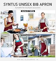 Vista 7 de Syntus Delantal ajustable con 2 bolsillos, delantales de cocina para mujeres, hombres, chef