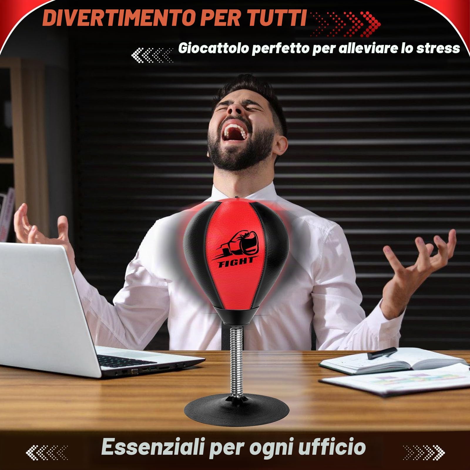 NZQXJXZ Sacco da Boxe da Tavolo, Punching Ball con Ventosa Super Forte, Antistress con Ventosa per Tavolo e Banconi da Ufficio, Regalo Divertente per Amici o Colleghi