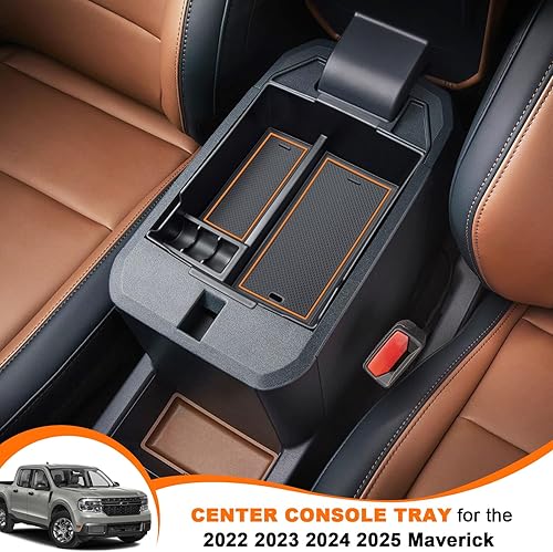 Miniatura 2 de TOPINSTALL Organizador naranja compatible con accesorios Maverick 2022, 2023 2024, XL XLT Lariat, caja de reposabrazos, contenedor de monedas