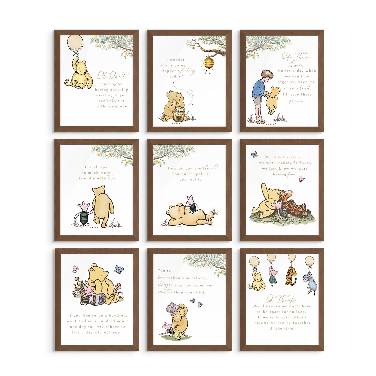 Winnie l'ourson décoration murale chambre bébé lot de 9 affiches 20x25cm
